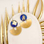 Blue Ink And Gold Foil Statement Drop Earrings, thumbnail 1 of 9