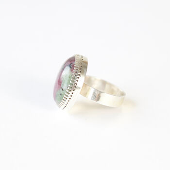 Ruby Zoisite Gemstone Ring Set In Sterling Silver, 5 of 6