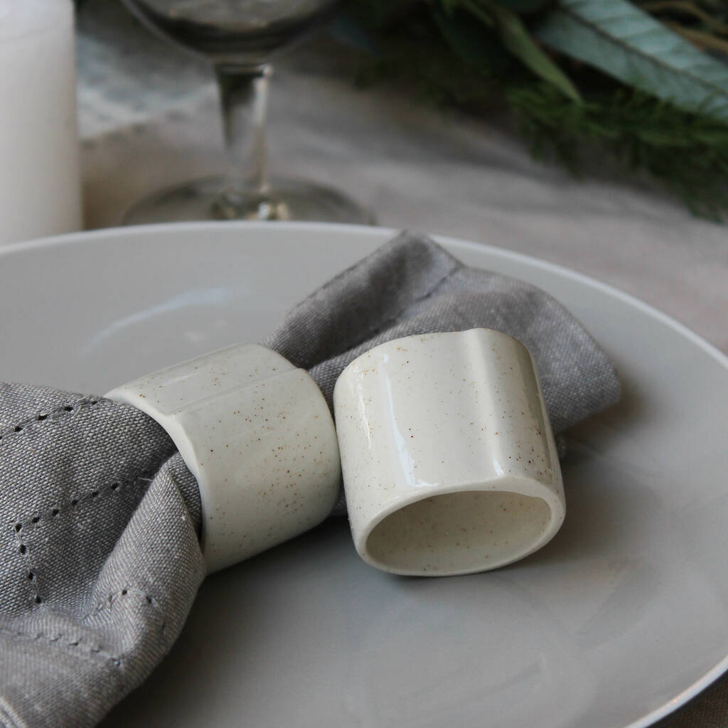 Natural Ceramic Napkin Ring Set By Marquis & Dawe