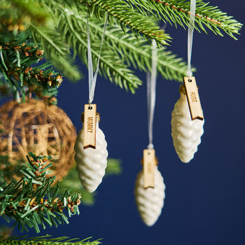 Personalised Glass Pine Cone Christmas Decoration, 2 of 4