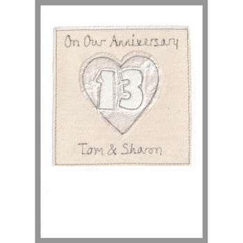 Personalised 13th Lace Wedding Anniversary Card, 7 of 8