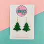 Dark Green Glitter Christmas Tree Earrings Small And Large, thumbnail 2 of 2