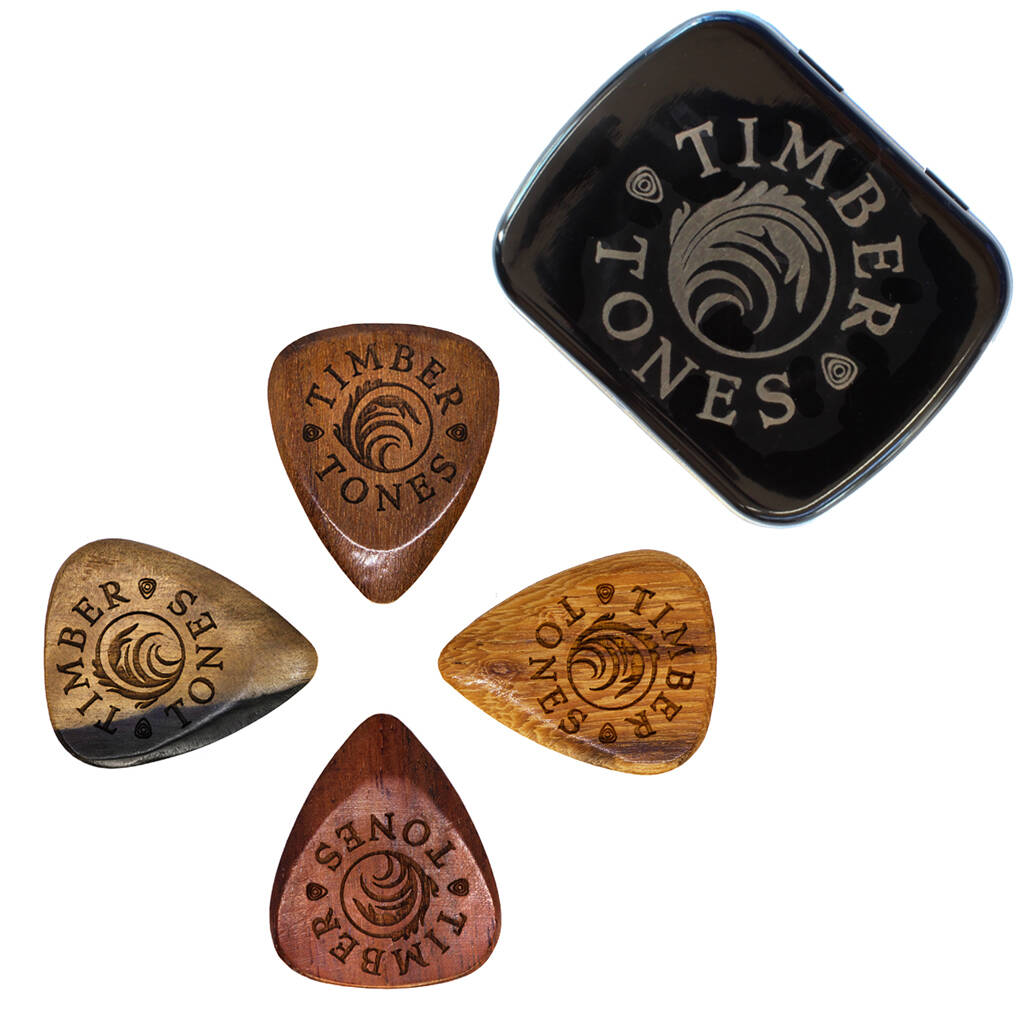 Image of Timber Tones Grip Tin Of Four Guitar Picks / Plectrums