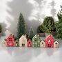 Little Wooden Coloured Houses, Tabletop Christmas Decoration, thumbnail 1 of 3