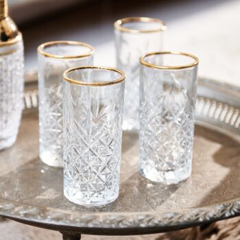 Vintage Cut Glass With Gold Rim, 4 of 6