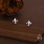 Sterling Silver Fleur De Lis 18 G Screw Back Earrings With Ball Backs, thumbnail 7 of 11