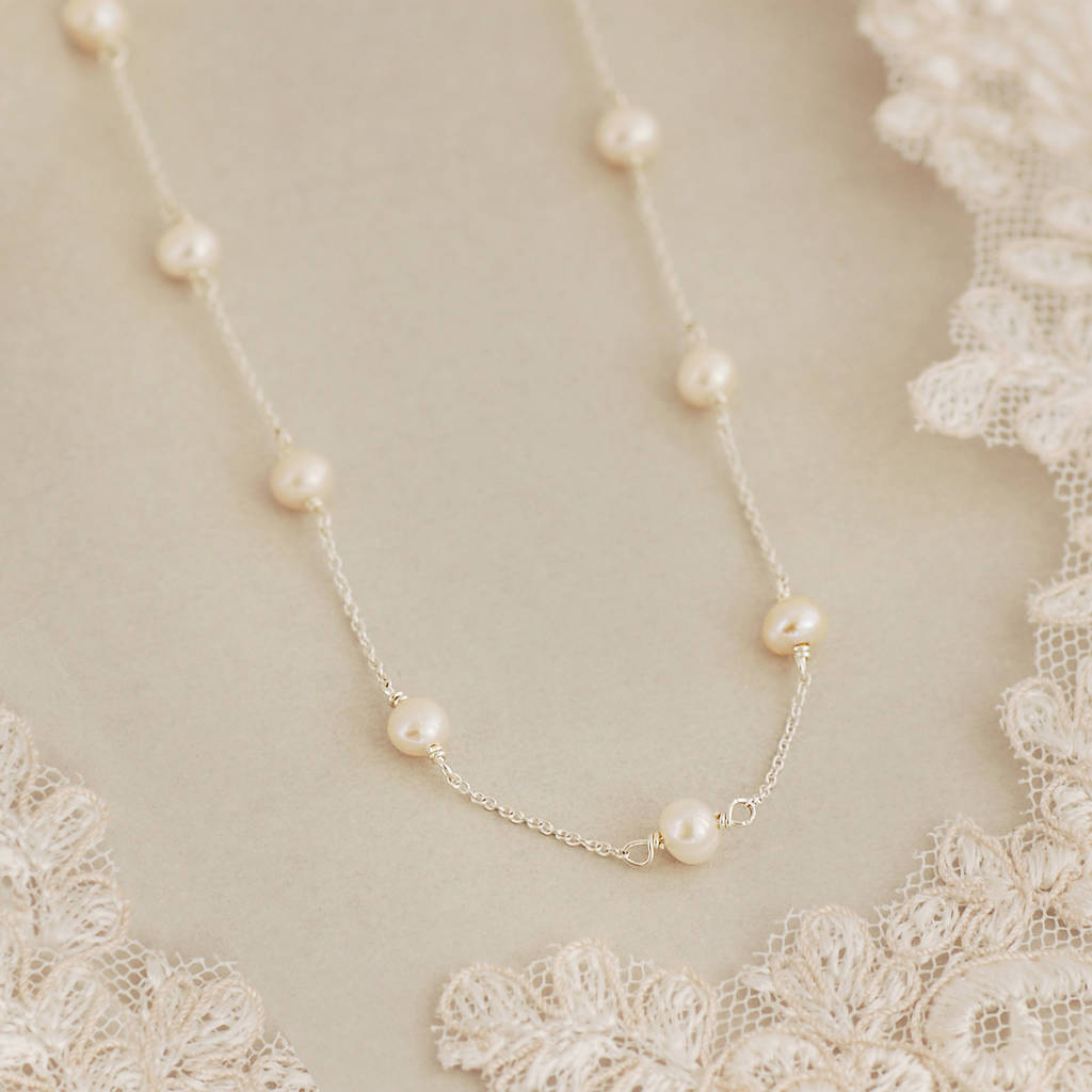 Delicate Sterling Silver And Pearl Necklace, 1 of 4