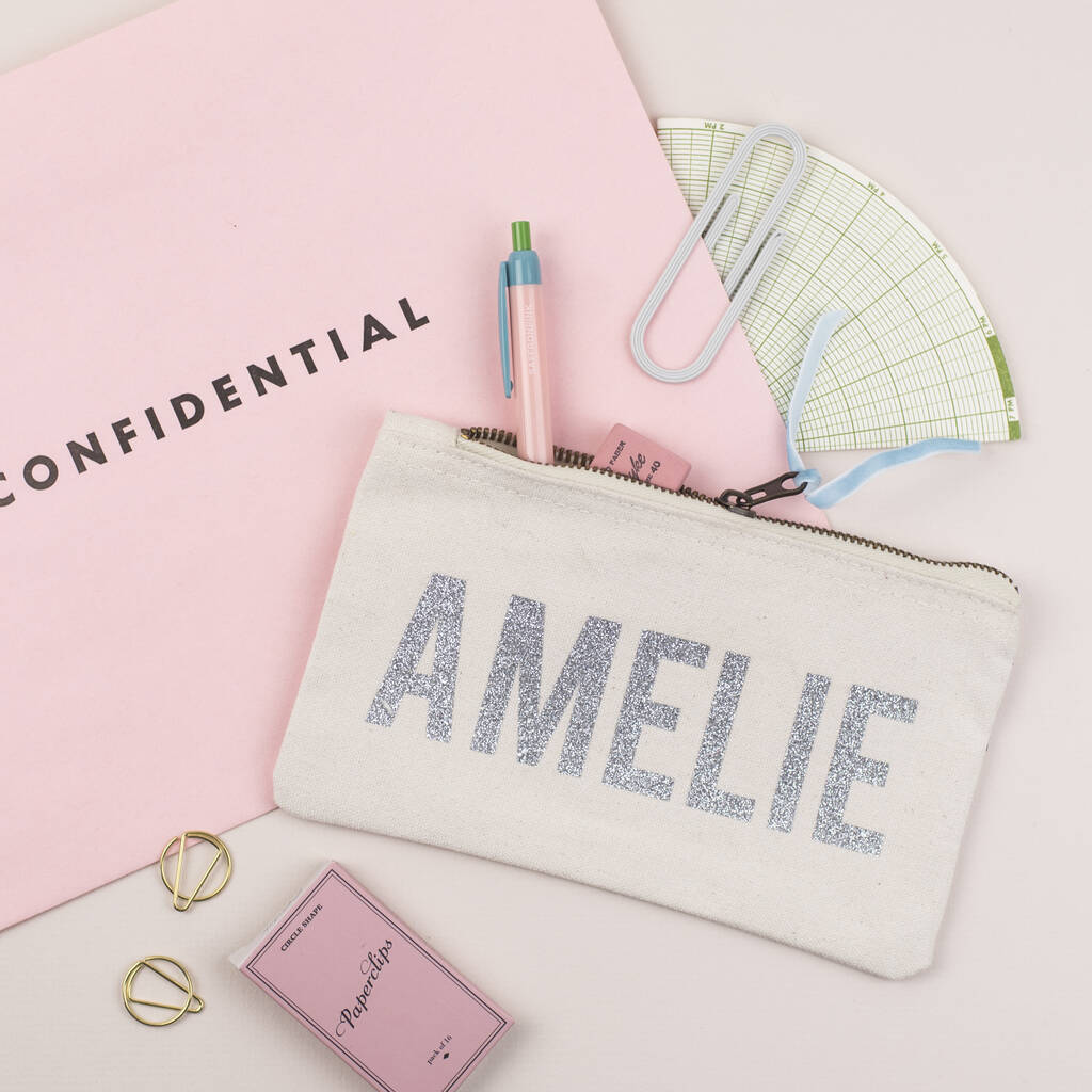 Personalised Glitter Name Gift Pencil Case, 1 of 3