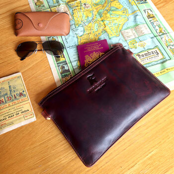 Handmade Real Leather Travel Clutch, 6 of 7