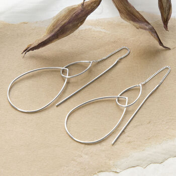 Sterling Silver Fine Teardrop Threader Earrings, 3 of 4