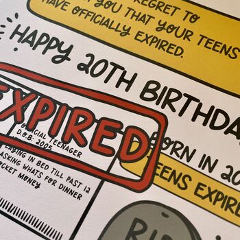 20th Birthday Card Teens Expired For Son/Brother/Boys/Him, 4 of 6