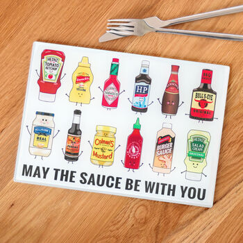Funny Sauces Pun Chopping Board, 2 of 3