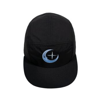 Moon Smile Embroidered Five Panel Cap Black, 3 of 4