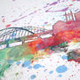 Newcastle Skyline Cityscape Paint Splashes Print, thumbnail 5 of 5