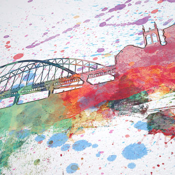 Newcastle Skyline Cityscape Paint Splashes Print, 5 of 5