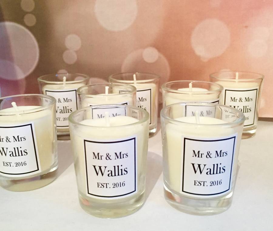 Personalised Mr And Mrs Wedding Favour Candles