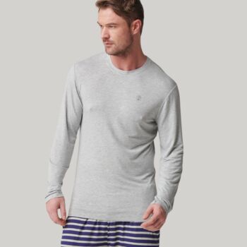Men's Two Pack Long Sleeved Bamboo T Shirts Navy/Grey, 3 of 4