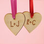 Personalised Initials Wooden Heart Hanging Decoration, thumbnail 1 of 3