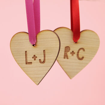 Personalised Initials Wooden Heart Decoration, 2 of 3