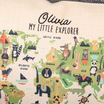 Personalised Little Explorer Kids Room Map Cushion, 5 of 5