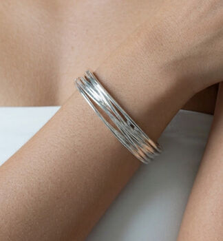 Nami 925 Sterling Silver Plated Twist Bangle, 5 of 5