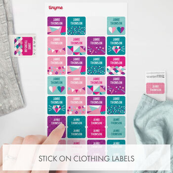 Personalised Geo Fun Design Kids Name Labels Pack 144 Labels, 3 of 4