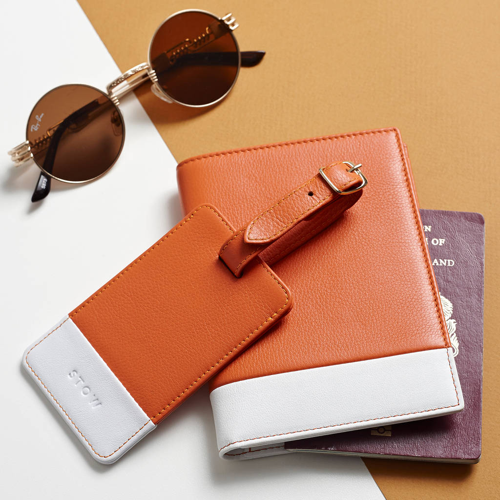Luxury Leather Passport Wallet And Luggage Tag Gift Set By Stow | www.waterandnature.org