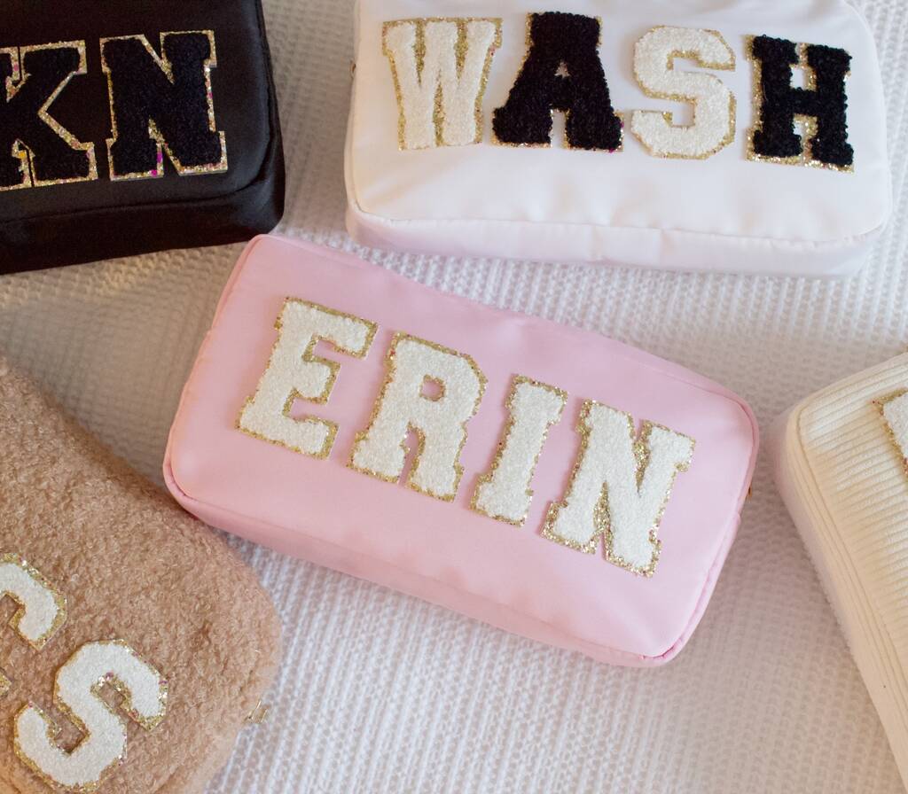 Personalised Cosmetic Make Up Bags With Glitter Letters, 1 of 7