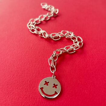 Smiling Again Chunky Chain Happy Face Necklace, 3 of 5
