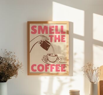 Smell The Coffee Kitchen Wall Art Print Retro, 2 of 11
