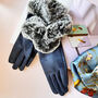 Fluffy Faux Fur Wave Cuff Suede Effect Gloves, thumbnail 1 of 12