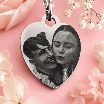 Photo Engraved Stainless Steel Silver Heart Necklace, 13 of 13