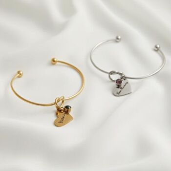 Personalised Heart Knot Gemstone Bangle, 2 of 8