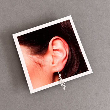 Let Love Grow Sterling Silver Leaf Drop Earrings, 10 of 12