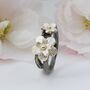 Cherry Blossom Botanical Flower Ring, Silver And Gold, thumbnail 1 of 4