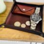 Personalised Leather Desk Coin Tray, Chocolate Brown, thumbnail 1 of 12