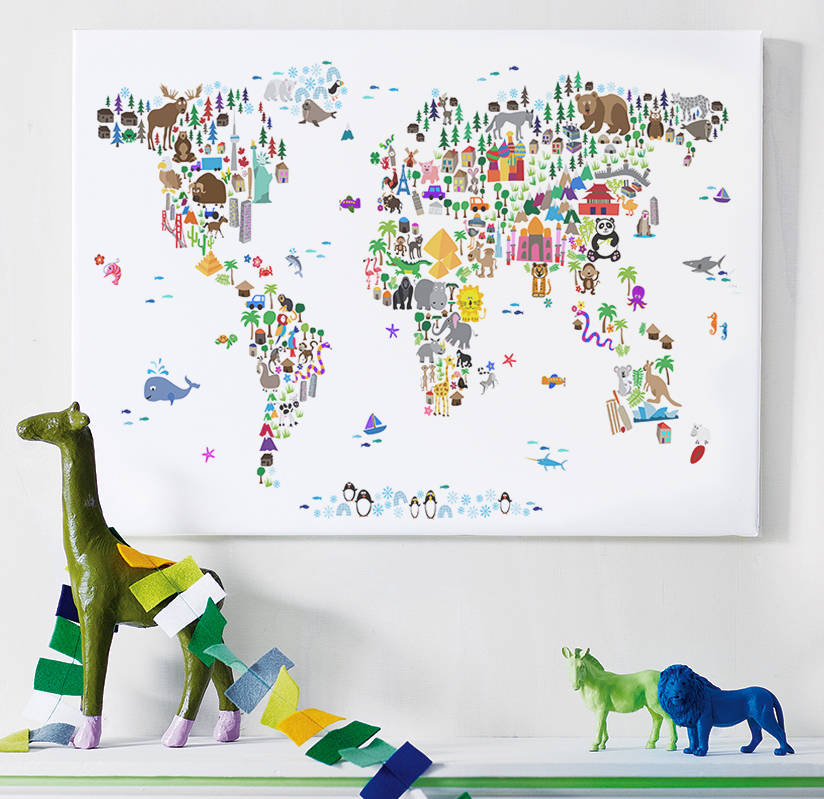 animal world map printartpause | notonthehighstreet