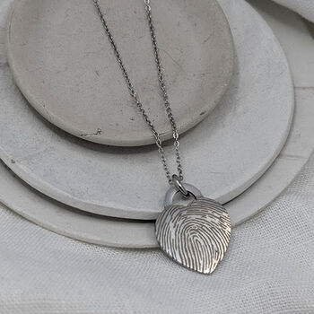 Fingerprint Padlock Heart Stainless Steel Necklace, 3 of 6