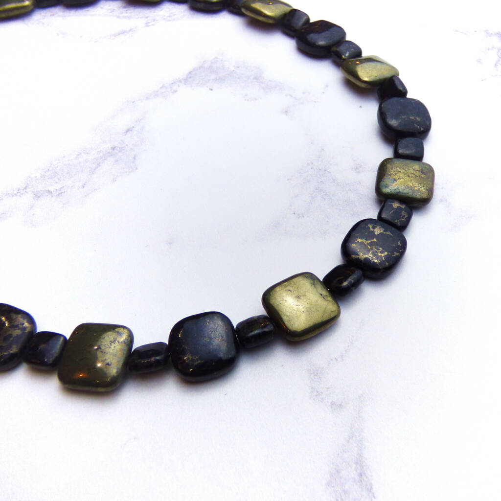 Black And Gold Pyrite Bead Necklace By Kirsty Taylor Goldsmiths