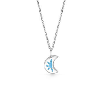 Blue Luna Aqua Blue Glowing Pendant Necklace With Uv Keyring Torch, 6 of 8