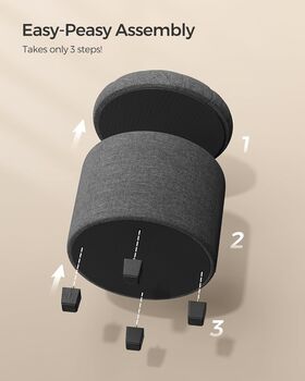 Round Ottoman Storage Footrest Seat Stool, 5 of 6