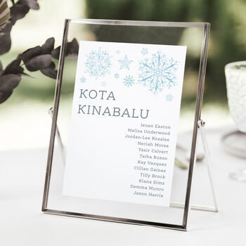 Wedding Seating Plan Cards Snowflake Design, 5 of 6