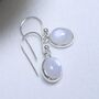 Sterling Silver Dangly Moonstone Oval Earrings, thumbnail 4 of 6