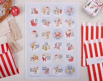 Elf Fill Your Own Christmas Advent Calendar With Red Bags, 2 of 5