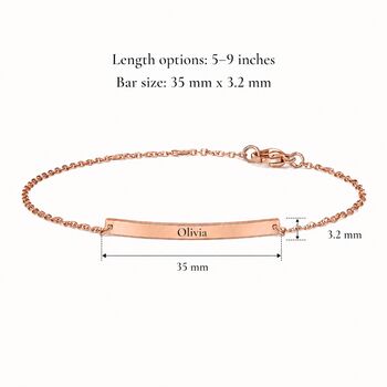 Personalised Dainty Bar Birthstone Bracelet Engrave Name, 4 of 7