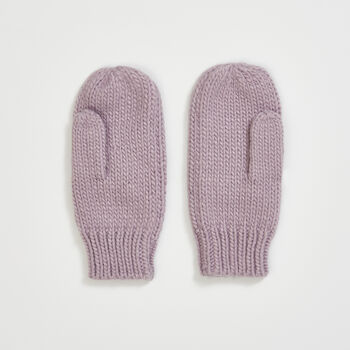 Forget Me Not Knitted Lilac Mittens, 4 of 5