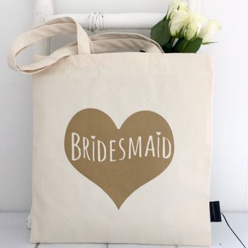 Bridesmaid Wedding Bag Gold Heart Bridesmaid Gift Bag, 2 of 3