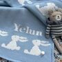 Personalised Knitted Bunny Baby Blanket, thumbnail 4 of 10