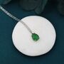 Sterling Silver Genuine Green Onyx Pear Necklace, thumbnail 4 of 11