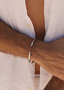 Silver 5mm Cuff Bracelet Adjustable Steel Minimal Gift, 2 of 8